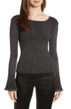 Women's Milly Bell Sleeve Ribbed Metallic Sweater, Size - Grey