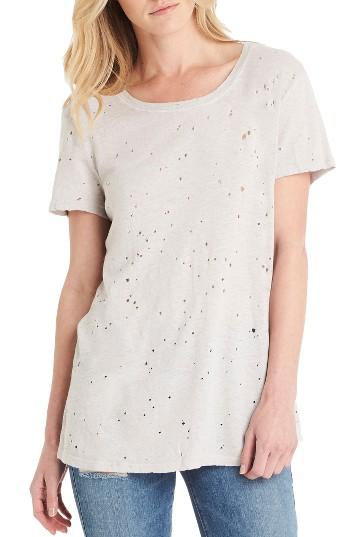 Women's Michael Stars Distressed Hemp & Cotton Tee, Size - Grey