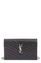 Women's Saint Laurent Quilted Calfskin Leather Wallet On A Chain - White