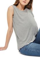 Women's Topshop Stripe Layer Drape Maternity/nursing Tank Us (fits Like 0-2) - Grey