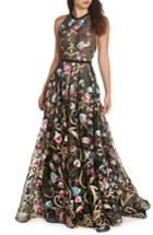 Women's Bronx And Banco Agata Floral Embroidered Gown Us / 6 Au - Black