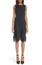 Women's Oscar De La Renta Lace Trim Tweed Knit Dress - Black