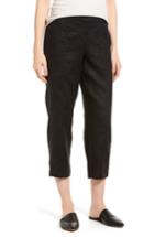 Petite Women's Eileen Fisher Organic Linen Crop Pants, Size P - Black