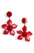 Women's Oscar De La Renta Bold Enamel Flower Drop Earrings