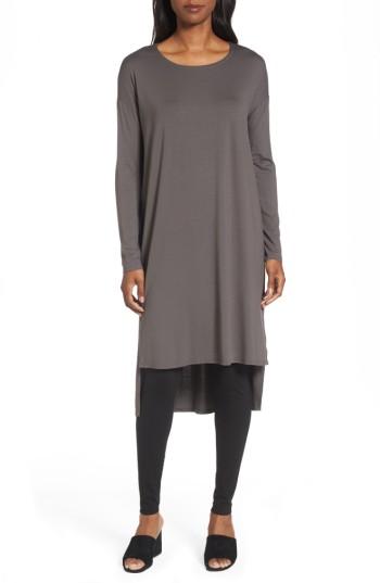 Women's Eileen Fisher High/low Jersey Shift Dress - Brown