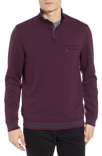 Men's Ted Baker London Peper Trim Fit Half Zip Pullover (s) - Purple