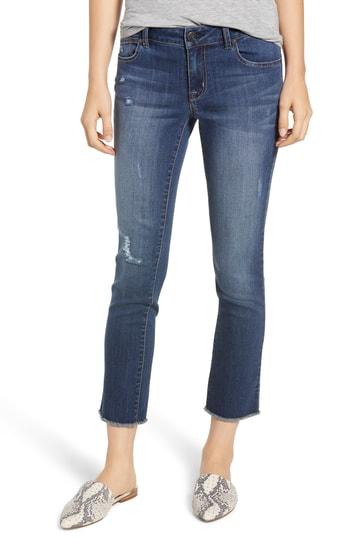 Women's 1822 Denim Distressed Ankle Straight Leg Crop Jeans - Blue