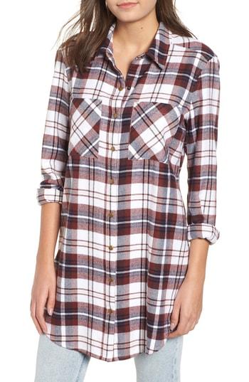 Women's Bp. Plaid Flannel Tunic, Size - Ivory