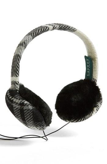 Lauren Ralph Lauren 'ancient' Headphone Earmuffs Black/ Ivory Plaid