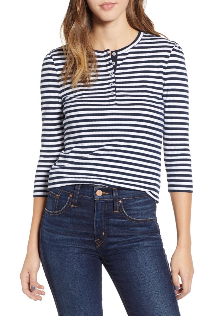 Women's 1901 Rib Knit Henley - White