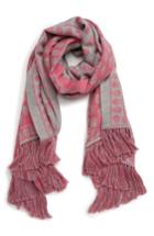 Women's Alexander Mcqueen Upsidedown Skulls Wool & Silk Scarf, Size - Pink