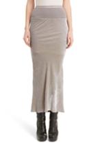 Women's Rick Owens Knit Waist Velvet Skirt Us / 44 It - Grey