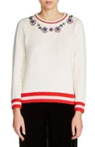 Women's Maje Embellished Cotton & Wool Sweater - White