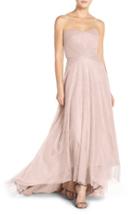 Women's Monique Lhuillier Bridesmaids Pleat Tulle Strapless Gown - Pink