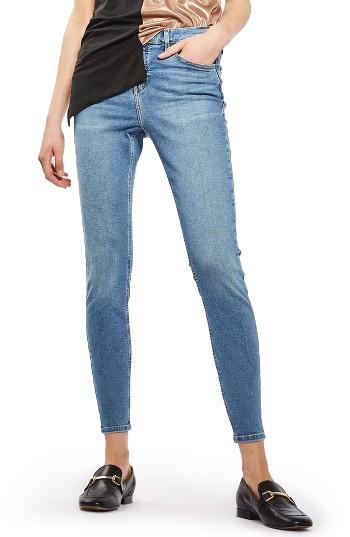 Petite Women's Topshop Jamie High Waist Skinny Jeans X 28 - Blue