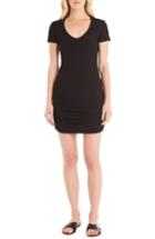 Women's Michael Stars Ruched V-neck Jersey Minidress - Black