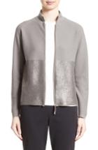 Women's Fabiana Filippi Micro Popcorn Stitch Zip Cardigan Us / 42 It - Metallic