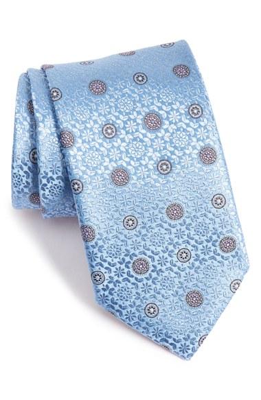 Men's Canali Medallion Silk Tie, Size X-long - Blue