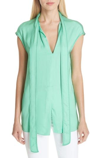 Women's Sandro Tie Neck Blouse - Green
