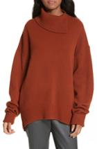 Women's Joseph Split Turtleneck Wool Sweater - Brown