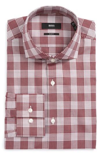 Men's Boss Jason Slim Fit Plaid Dress Shirt .5 - Red