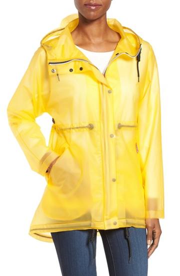 Women's Hunter 'original Smock' Hooded Drawstring Waterproof Jacket - Yellow
