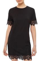 Petite Women's Topshop Lace Trim Shift Dress P Us (fits Like 2-4p) - Black