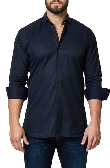 Men's Maceoo Trim Fit Stripe Dot Print Sport Shirt