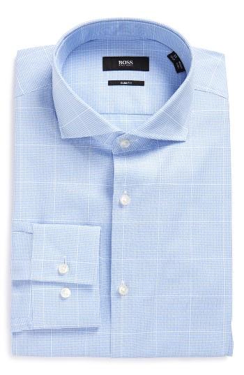 Men's Boss Jason Slim Fit Houndstooth Dress Shirt .5 - Blue