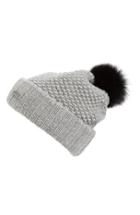 Women's Burberry Wool & Cashmere Beanie With Genuine Fox Fur Pom -