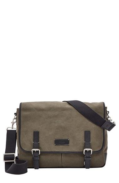 Men's Fossil 'graham' Canvas Messenger Bag -