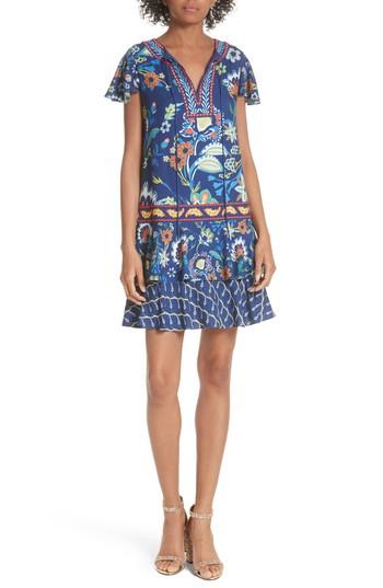 Women's Alice + Olivia Kora Embroidered Tiered Dress - Blue
