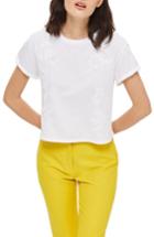 Women's Topshop Embroidered Crop Tee Us (fits Like 0) - White