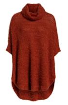 Women's Caslon Eyelash Knit Poncho Sweater /small - Brown