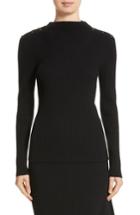 Women's St. John Collection Flat Rib Knit Mock Neck Sweater, Size - Black