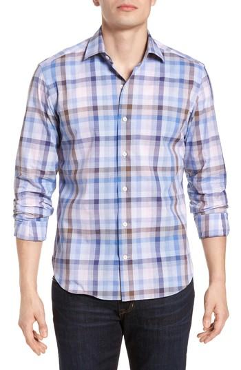 Men's Culturata Tailored Fit Plaid Sport Shirt - Pink