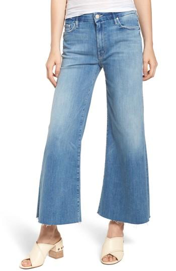 Women's Mother The Roller Crop Snippet Wide Leg Jeans - Blue