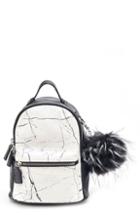 Like Dreams Remy Marble Print Faux Leather Mini Backpack - White
