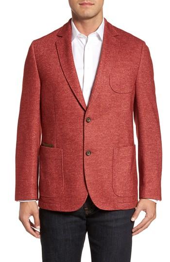 Men's Flynt Classic Fit Suede Trim Jersey Sport Coat L - Red