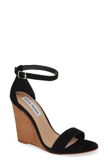 Women's Steve Madden Mary Ankle Strap Wedge .5 M - Black