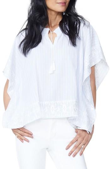 Women's Nydj Cascade Embroidery Popover Top - Blue