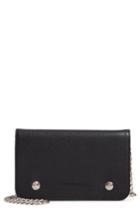 Women's Longchamp Le Foulonne Leather Wallet On A Chain - Black