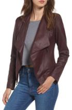 Women's Bb Dakota Brycen Leather Drape Front Jacket - Brown
