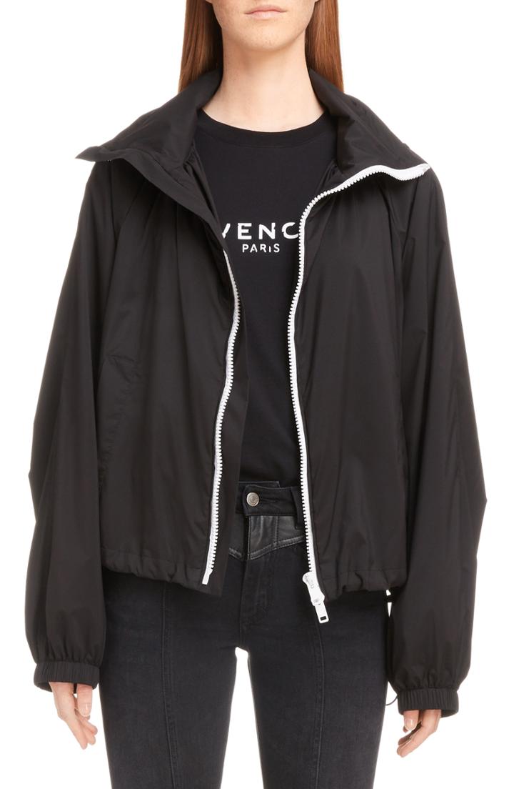Women's Givenchy Logo Hood Track Jacket Us / 40 Fr - Black
