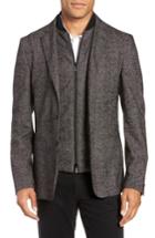 Men's Boss Nanon Trim Fit Plaid Wool Blend Sport Coat R - Black