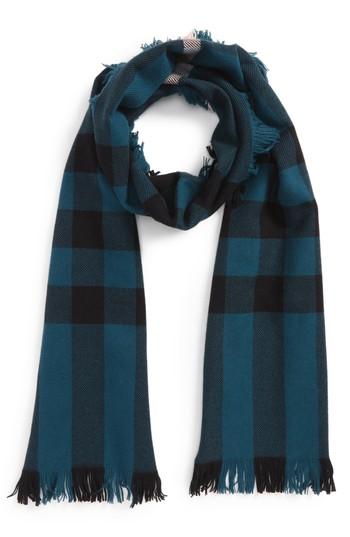 Women's Burberry Half Mega Fashion Wool Fringe Scarf, Size - Blue