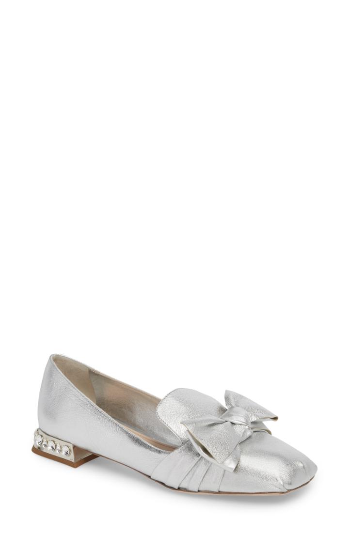 Women's Miu Miu Embellished Heel Bow Loafer Us / 36eu - Metallic