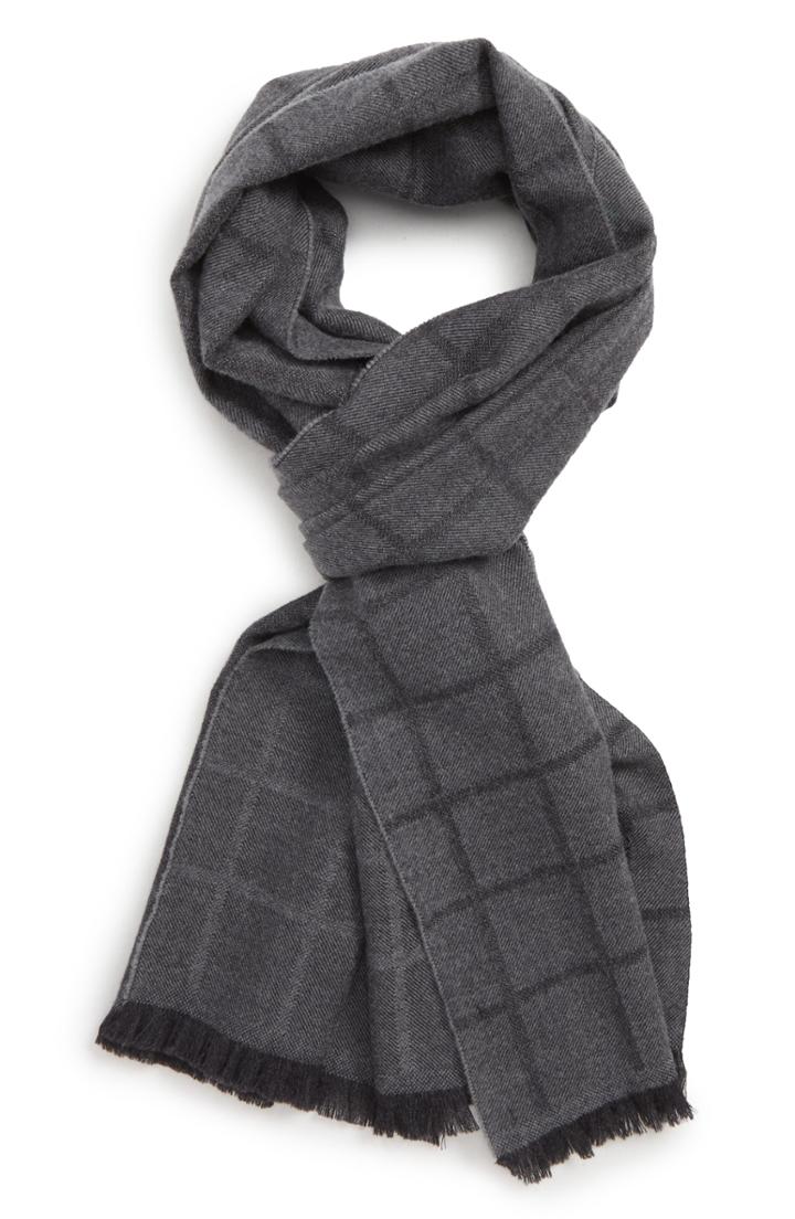 Men's Canali Windowpane Wool Scarf