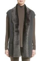 Women's Lafayette 148 New York Merino & Cashmere Vest With Genuine Shearling Trim