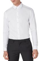 Men's Topman Slim Fit Embroidered Collar Dress Shirt - White